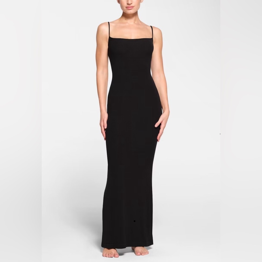 NWT Skims Soft Lounge Long Slip Dress Onyx